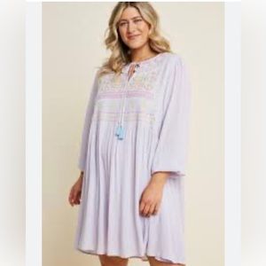 Pinkblush boutique lavender embroidered dress 3xl